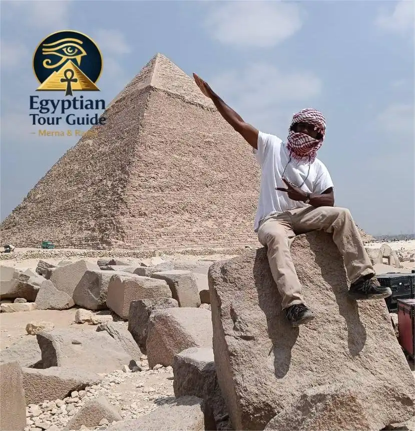 View of the Giza Pyramids from the Sphinx