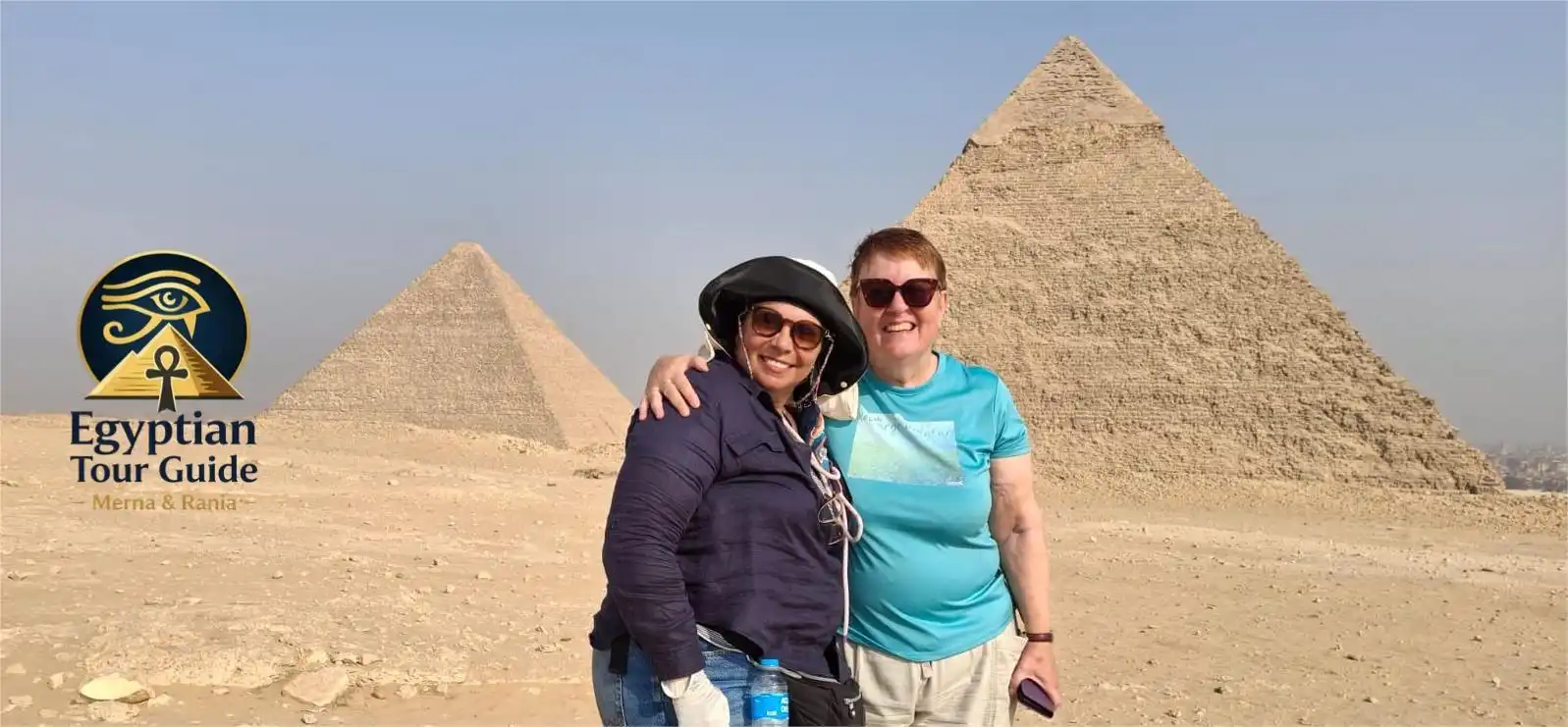 Merna and Rania Guides providing private archaeological tour at Great Pyramid of Khufu